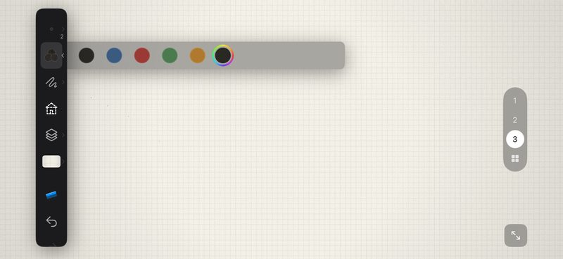 The board with the colour row open, the tool rail collapsed down the left edge.
